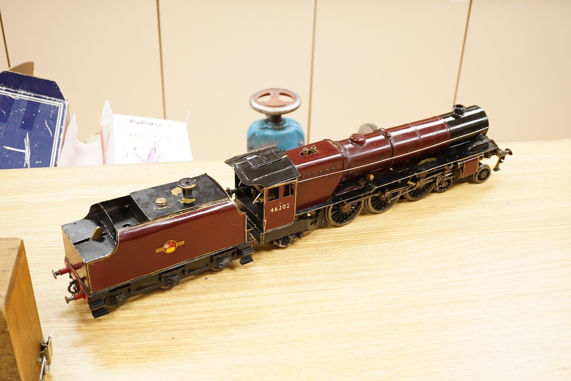 A Gauge One live steam BR Princess Royal class 4-6-0 tender locomotive, Princess Anne 46202, with spirit fired ‘Project’ type boiler with two working cylinders, the frames, wheels and Walshaerts valve gear originally bui